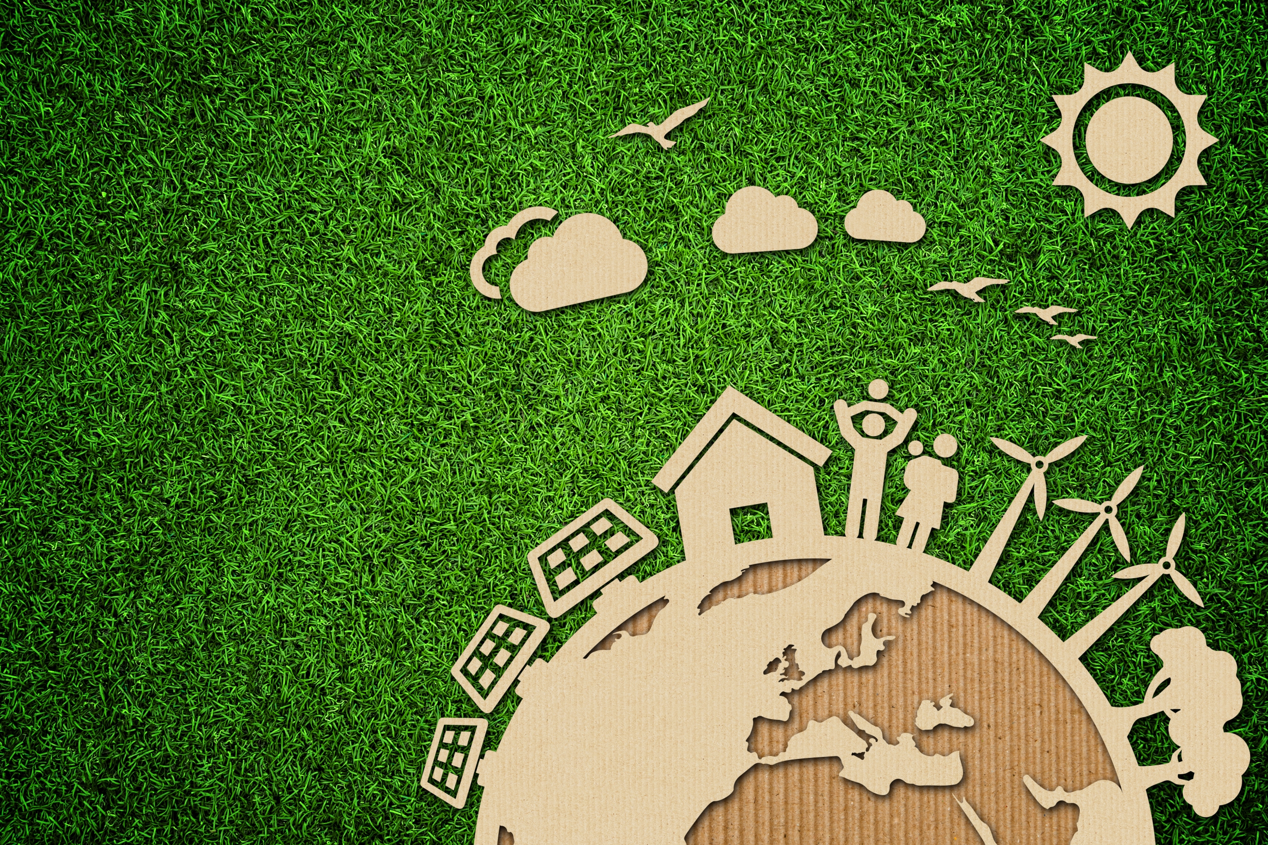 Environmental,Green,Energy,Concept,Illustration,With,Cardboard,Cut,Out,On Sustainable, Environmental